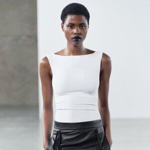 Zara Boat neck Polyamide Top NWOT